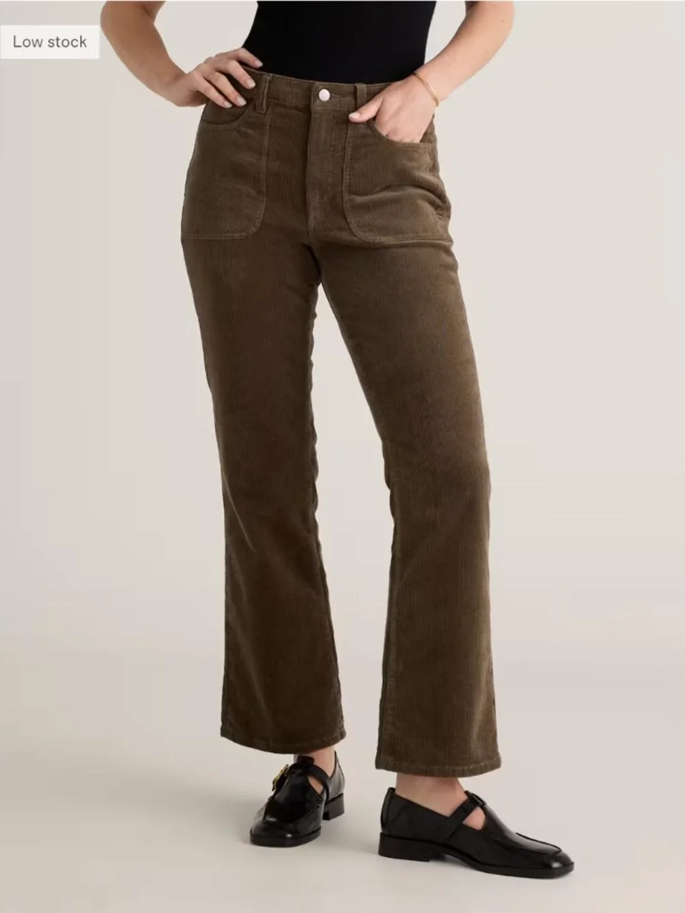 Quince cordurory pants 10 seaweed green Organic Stretch Corduroy Flare Pants - Picture 3 of 3